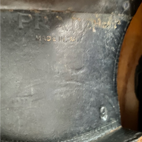 VINTAGE 90’s Y2K PRADA Black Leather Square Toe Slip-On Chunky Loafers SZ 9 - Picture 8 of 10